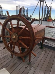 The helm of the tall Ship ELISSA