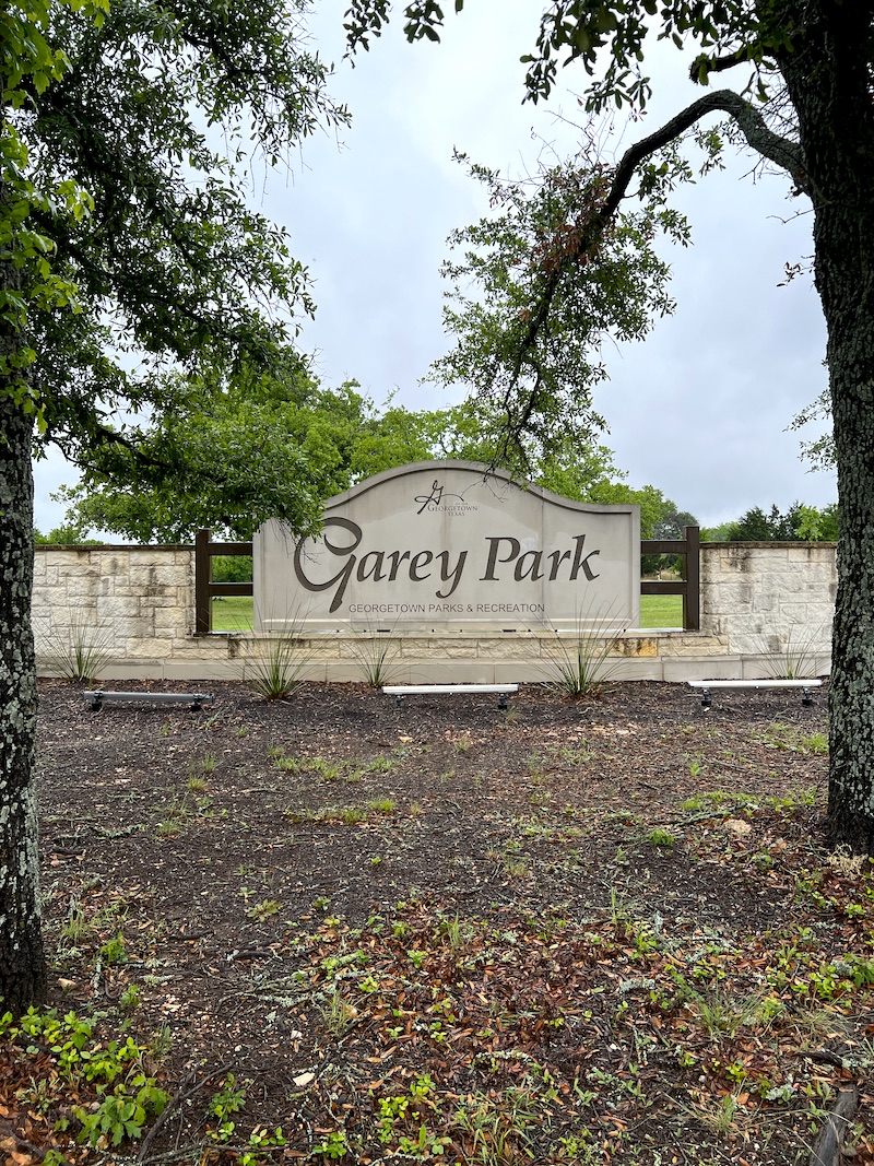 Top Attractions In Georgetown, TX. Garey Park sign